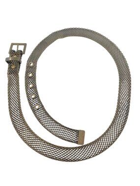 Metal Mesh Chain Belt With Bronze Finish & Square Buckle - Adjustable Length Up